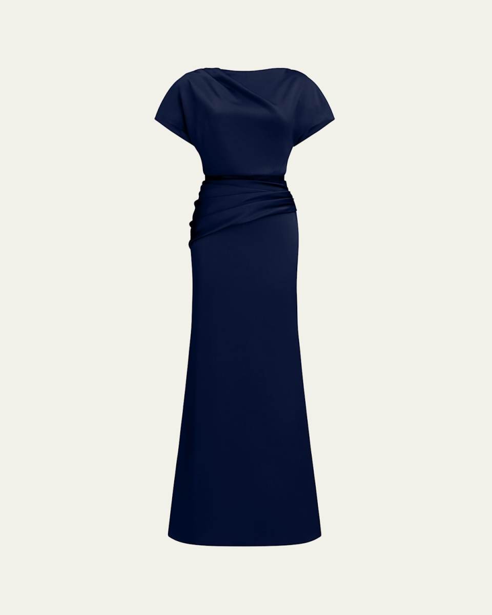 Draped Satin Trumpet Gown